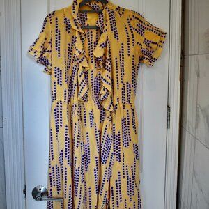 Tucker Blue and Yellow Midi Dress